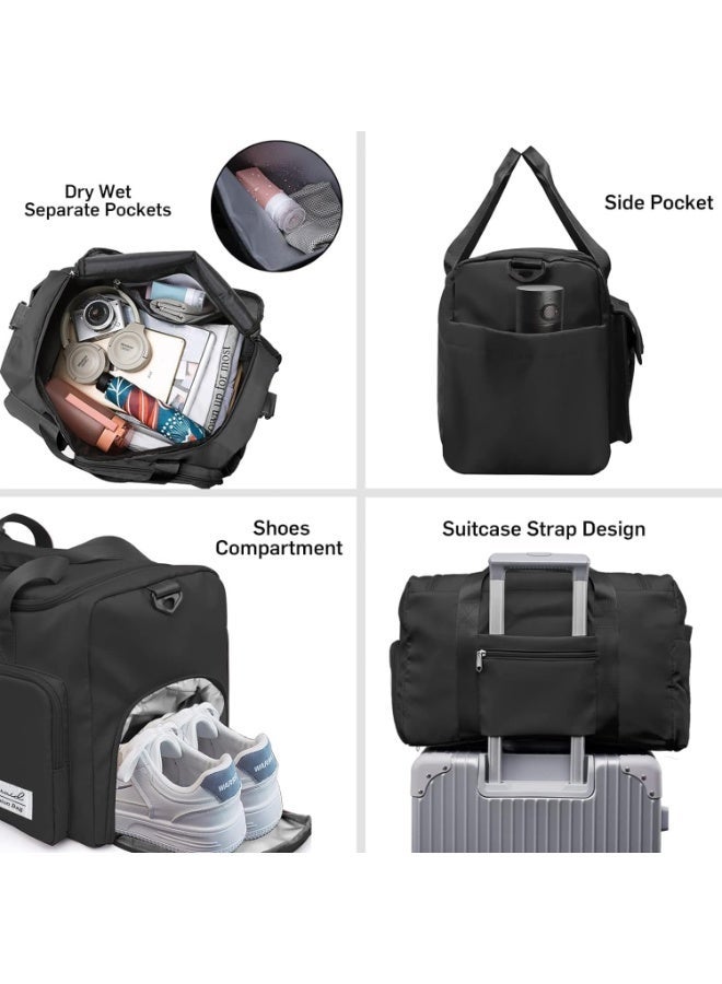ChicAbode Gym Bag for Women, Oxford Travel Duffel Bag with Shoe Compartment, Outdoor Sports, Overnight, Weekender, and Yoga Bag, Grey - Image 2